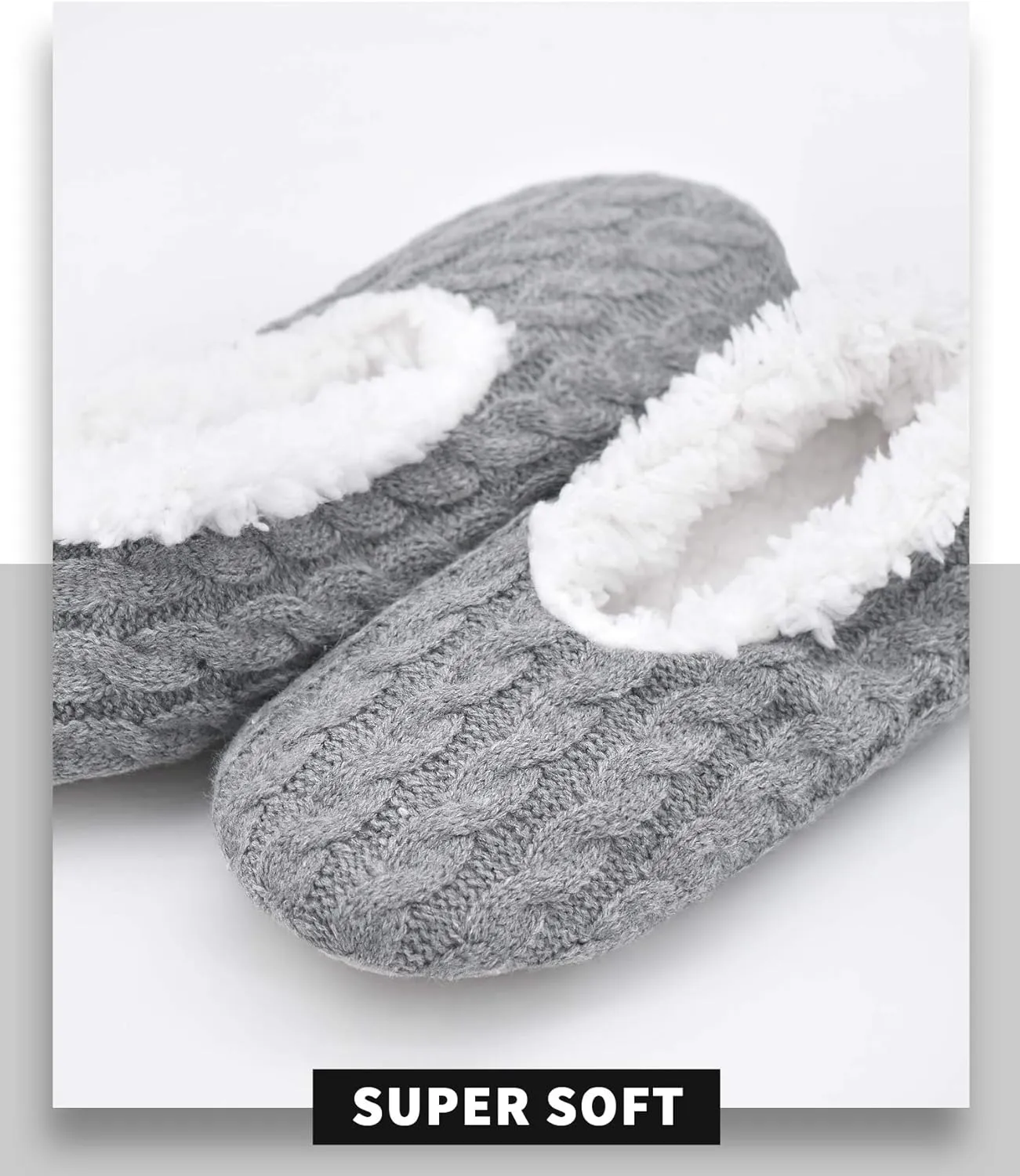 Panda Bros Slipper Socks For Women With Grippers, Fuzzy Womens Slipper Socks With Non Slip Bottoms, Cozy Warm House Slippers