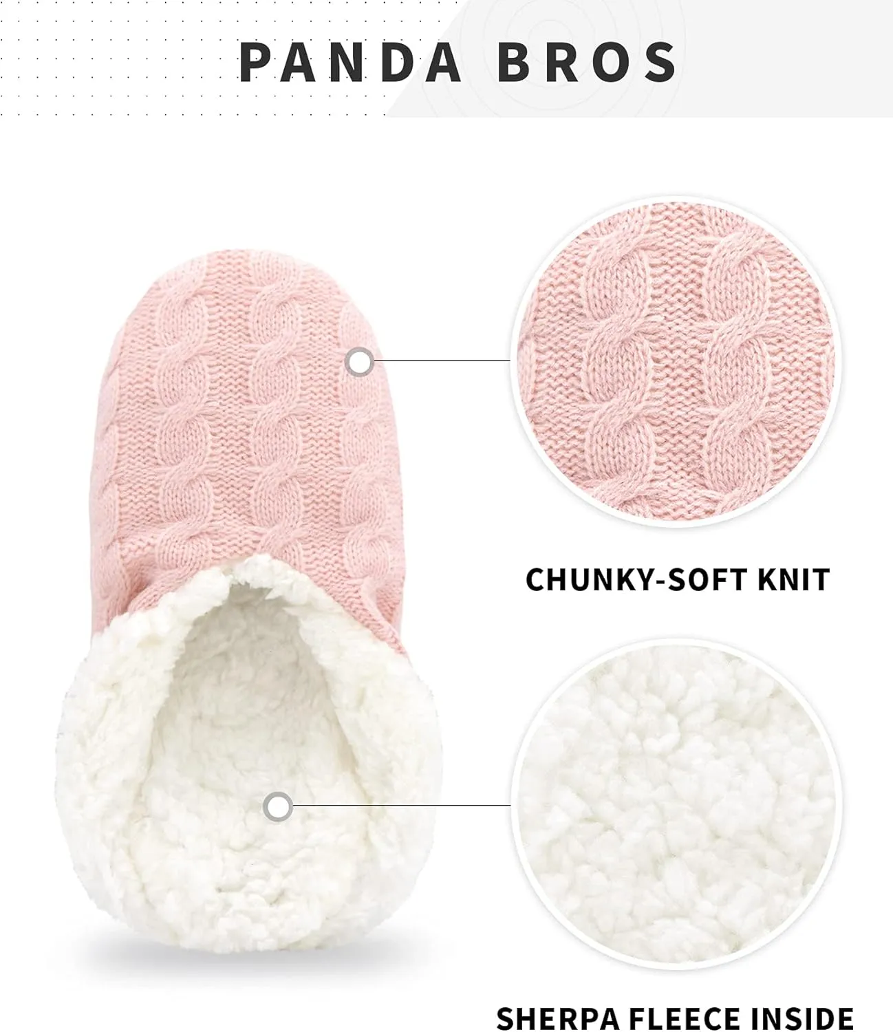 Panda Bros Slipper Socks For Women With Grippers, Fuzzy Womens Slipper Socks With Non Slip Bottoms, Cozy Warm House Slippers