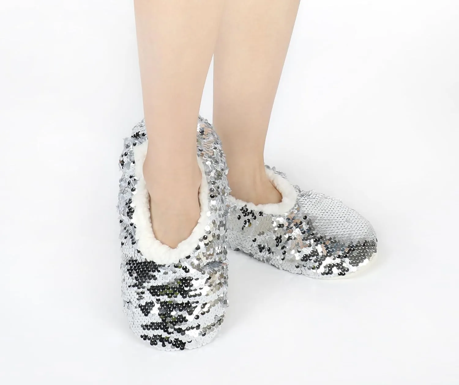 Panda Bros Womens Ballerina Sequin Slippers, Bling House Slippers With Grippers
