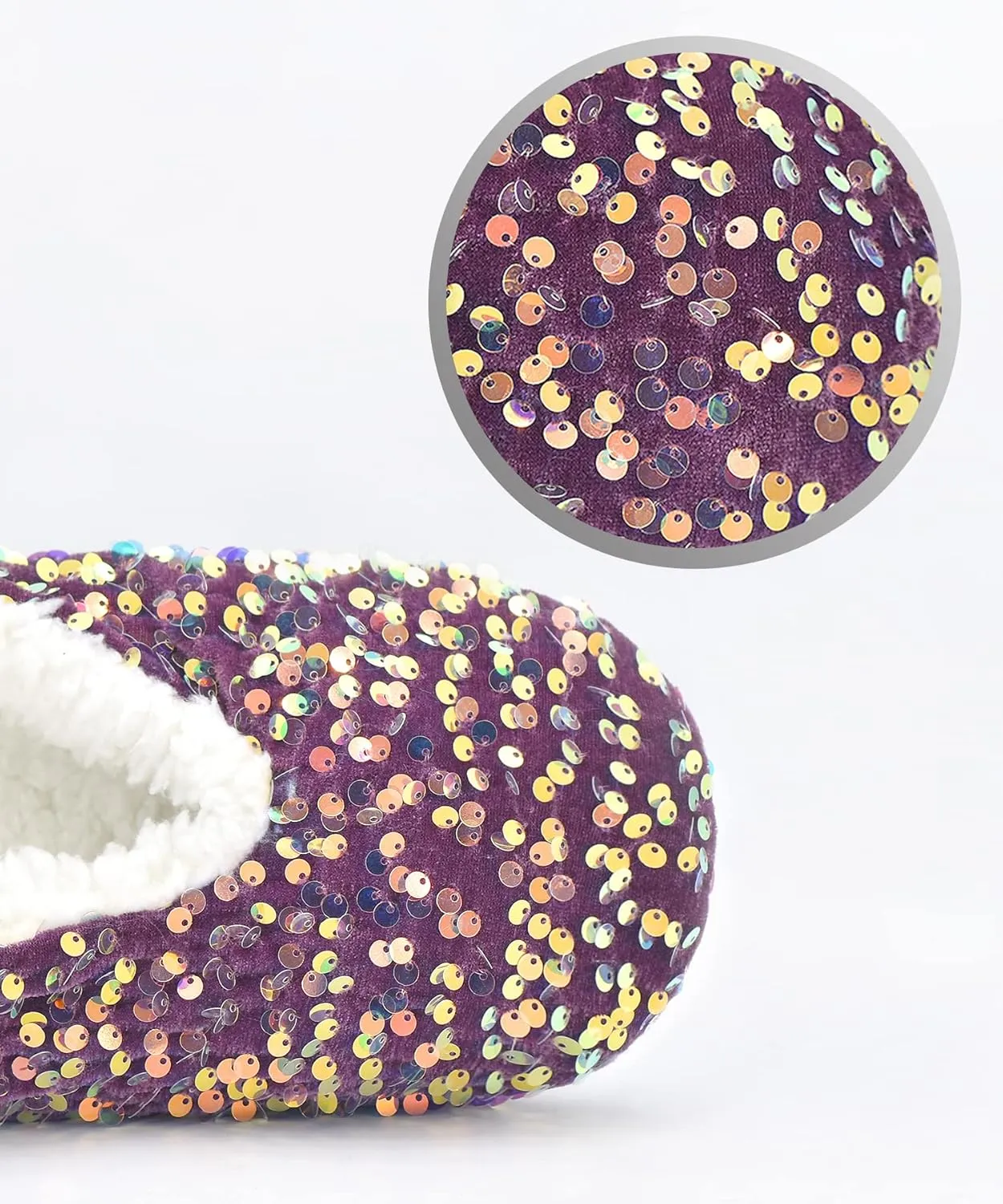 Panda Bros Womens Ballerina Sequin Slippers, Bling House Slippers With Grippers