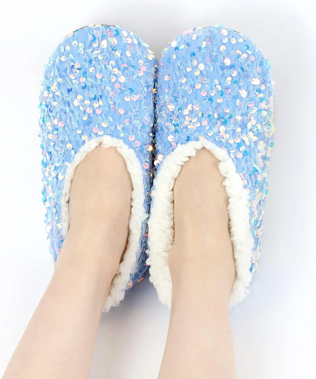 Panda Bros Womens Ballerina Sequin Slippers, Bling House Slippers With Grippers