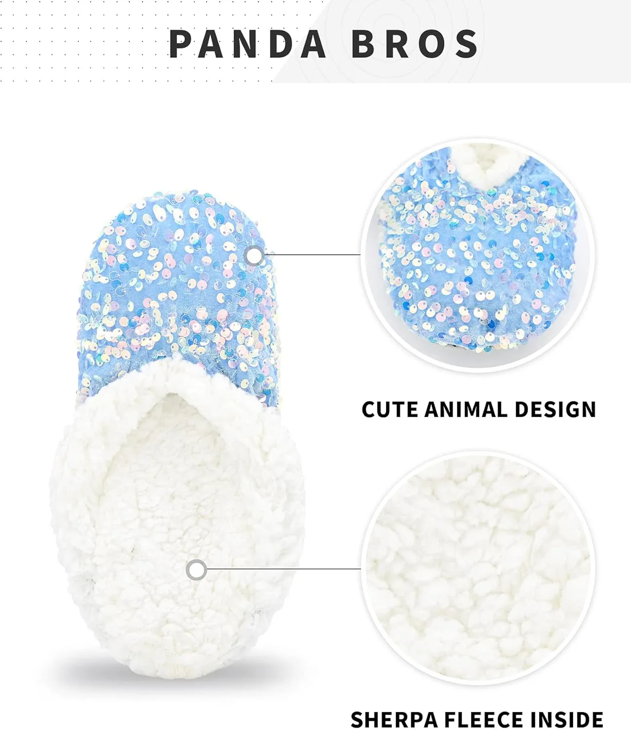 Panda Bros Womens Ballerina Sequin Slippers, Bling House Slippers With Grippers