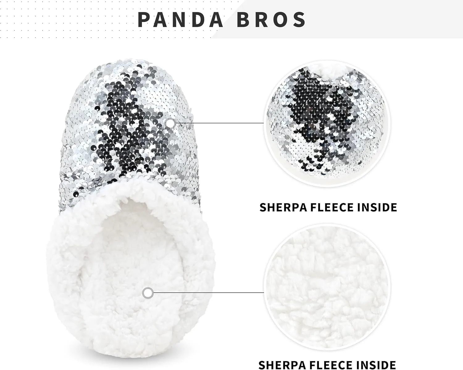 Panda Bros Womens Ballerina Sequin Slippers, Bling House Slippers With Grippers