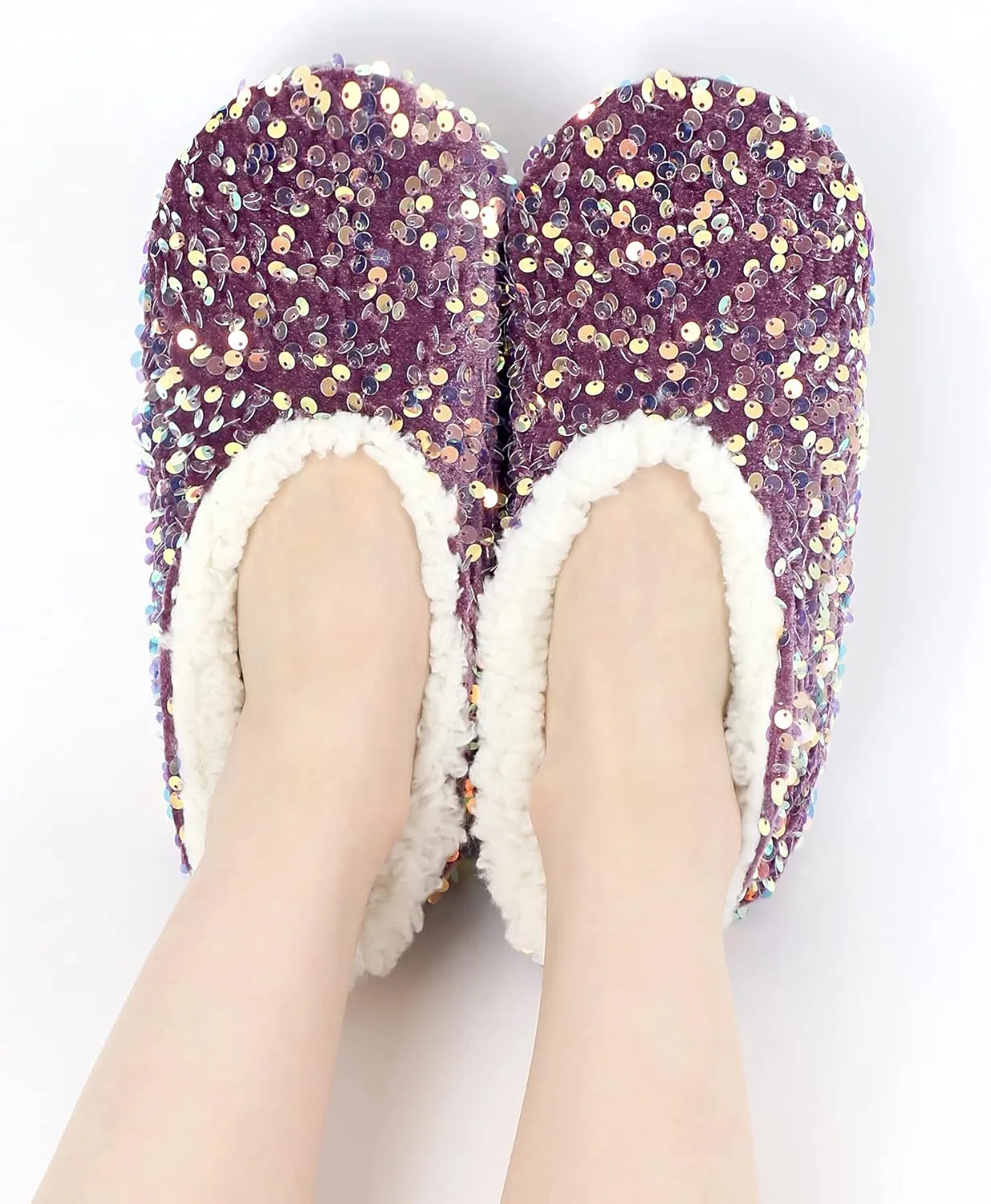 Panda Bros Womens Ballerina Sequin Slippers, Bling House Slippers With Grippers