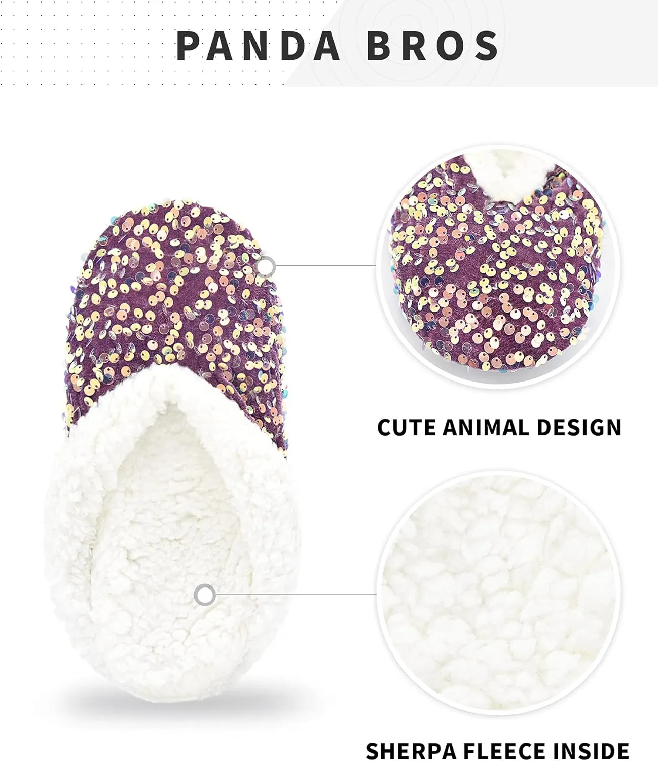 Panda Bros Womens Ballerina Sequin Slippers, Bling House Slippers With Grippers