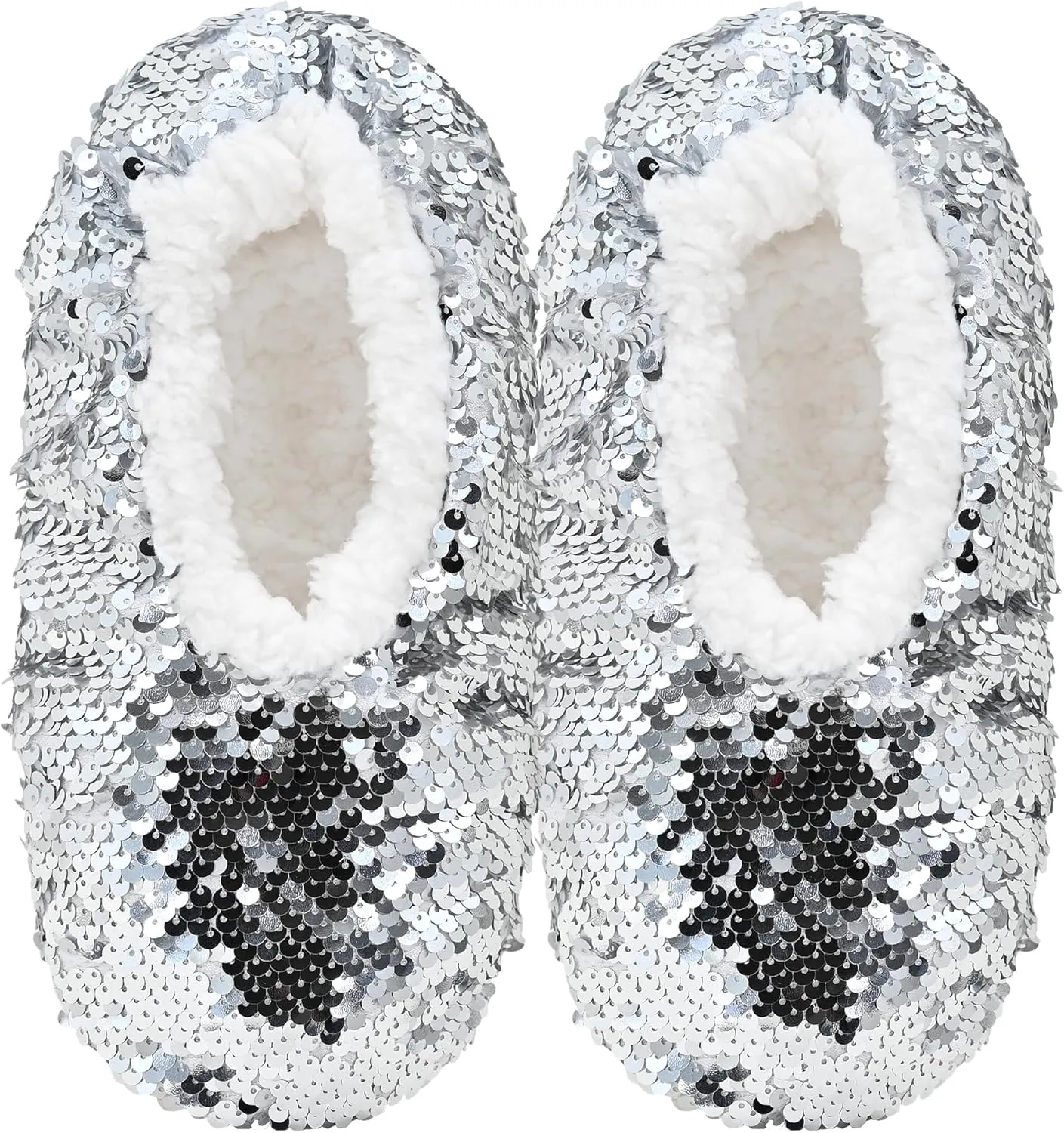 Panda Bros Womens Ballerina Sequin Slippers, Bling House Slippers With Grippers
