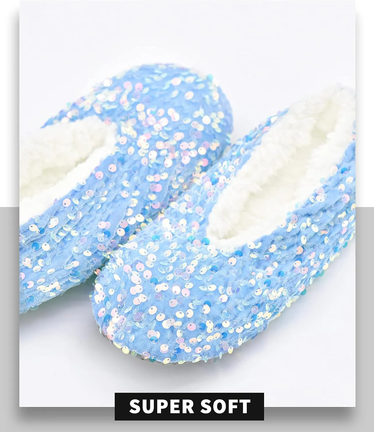 Panda Bros Womens Ballerina Sequin Slippers, Bling House Slippers With Grippers