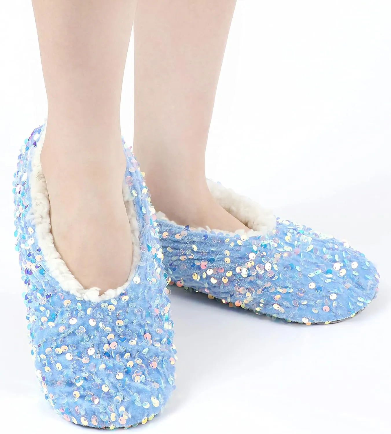 Panda Bros Womens Ballerina Sequin Slippers, Bling House Slippers With Grippers