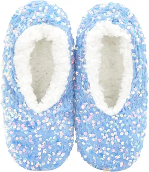 Panda Bros Womens Ballerina Sequin Slippers, Bling House Slippers With Grippers