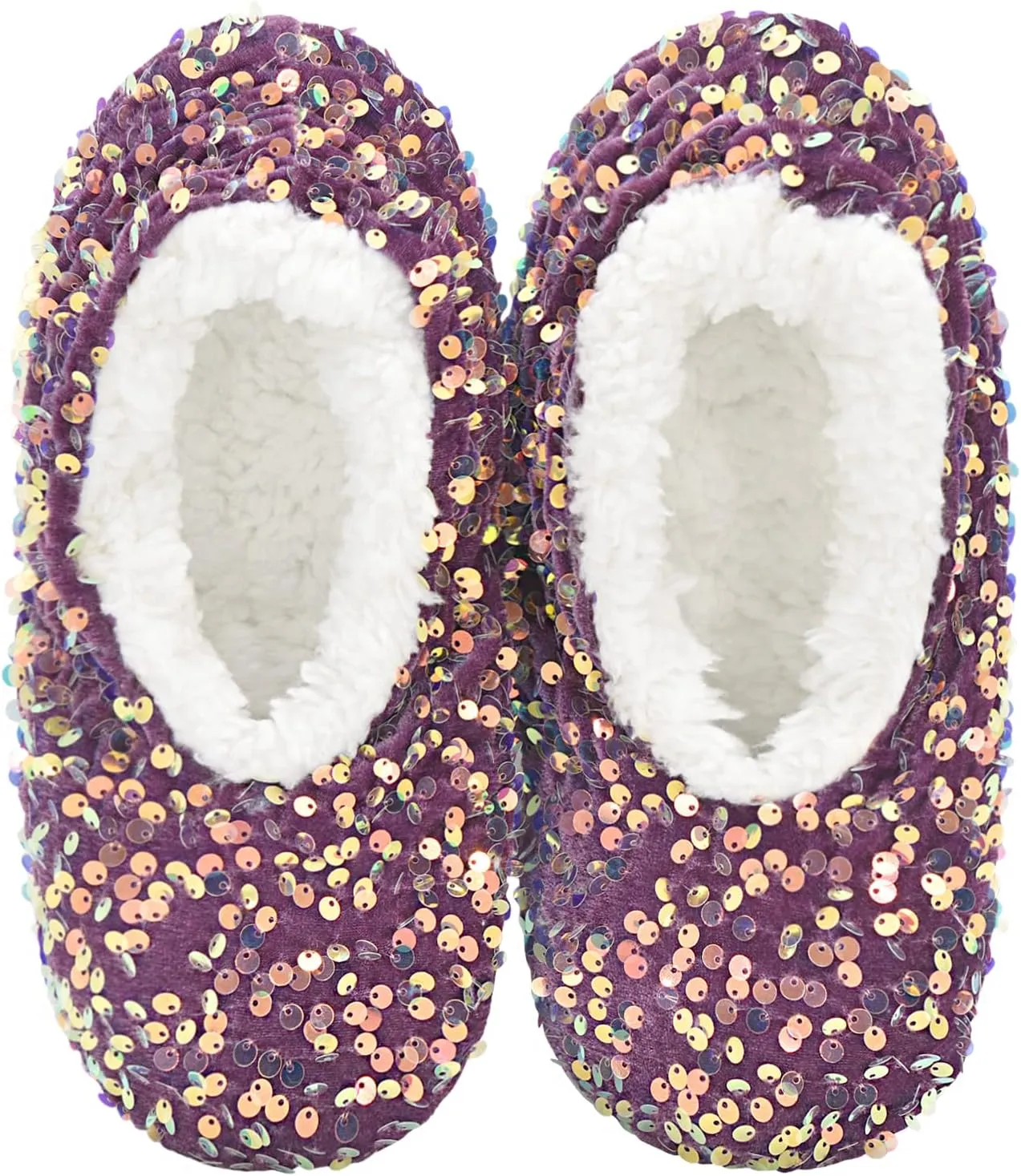 Panda Bros Womens Ballerina Sequin Slippers, Bling House Slippers With Grippers