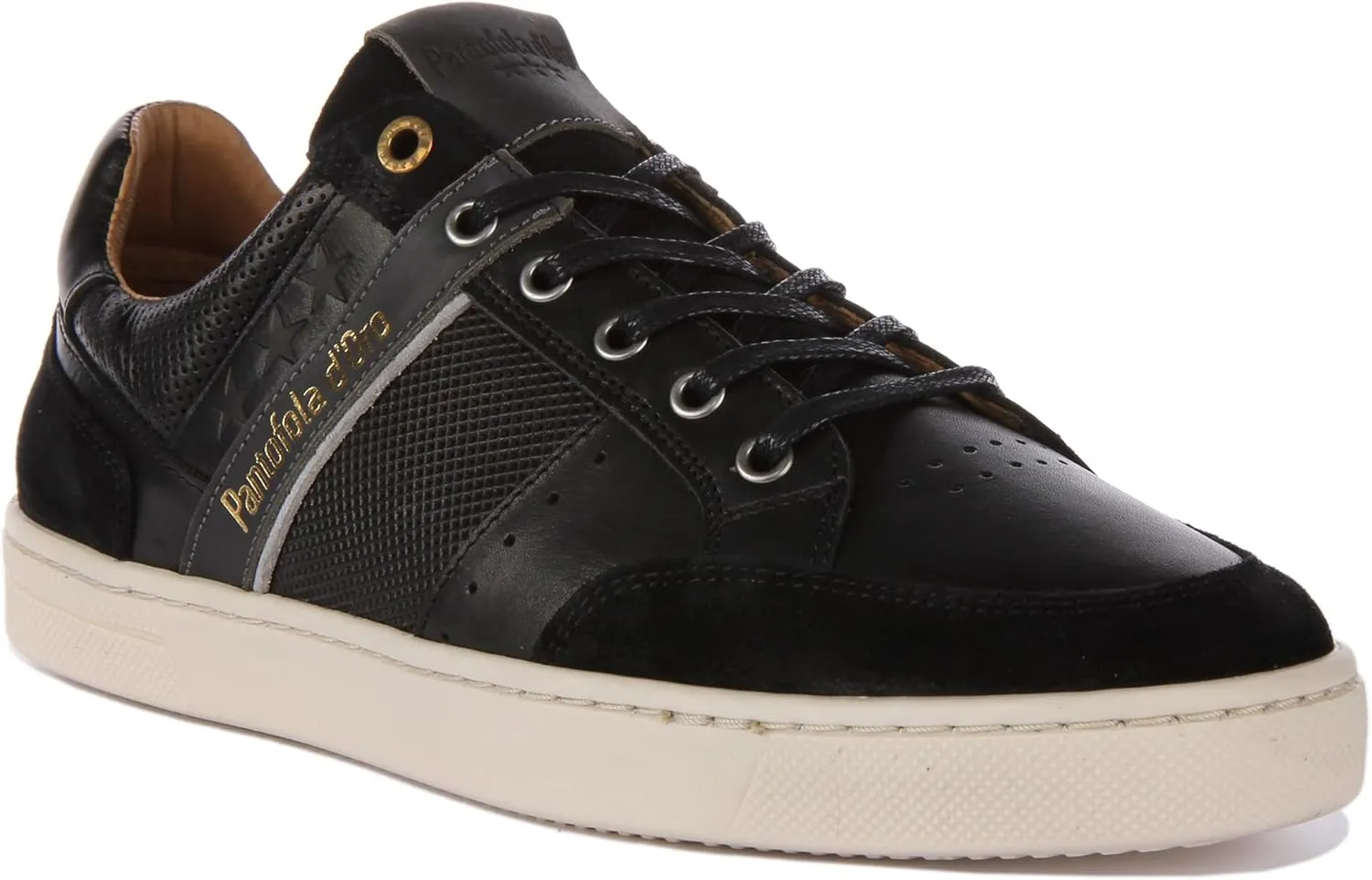 Pantofola d'Oro Vicenza Uomo Low Men's Lace Up Suede Leather Trainers (Black Gold, US 7)