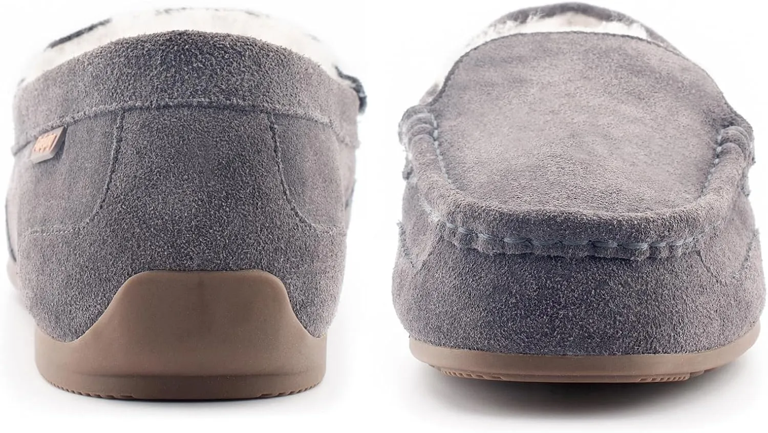 Parfeying Men's Indoor Outdoor Sheepskin Moccasins Slippers Memory Foam Driving Style Shoes