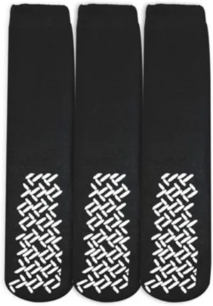 Personal Touch Top of the Line Hospital Non Skid Slipper Socks, Ladies or Men's Colors, 3 Pairs