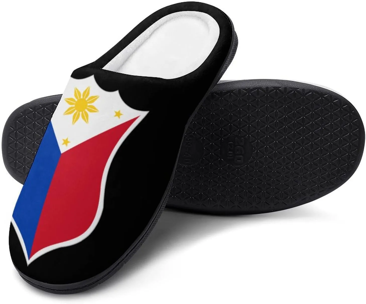 Philippine Flag Crest Cotton Slipper for Adult Men House Warm Shoes Slip On Memory Foam for Indoor Outdoor