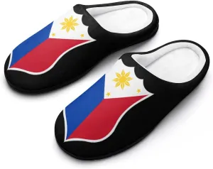 Philippine Flag Crest Cotton Slipper for Adult Men House Warm Shoes Slip On Memory Foam for Indoor Outdoor