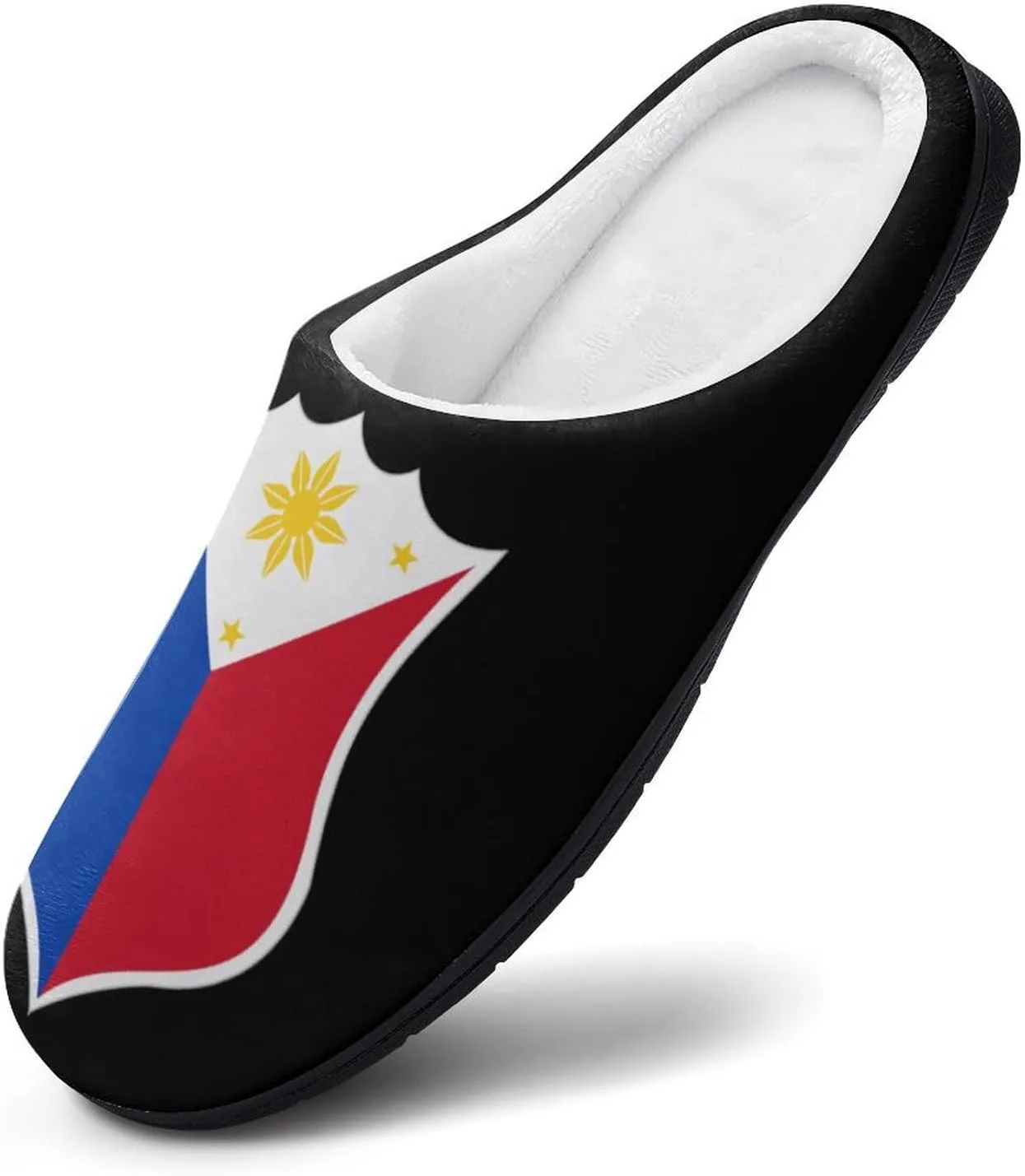 Philippine Flag Crest Cotton Slipper for Adult Men House Warm Shoes Slip On Memory Foam for Indoor Outdoor