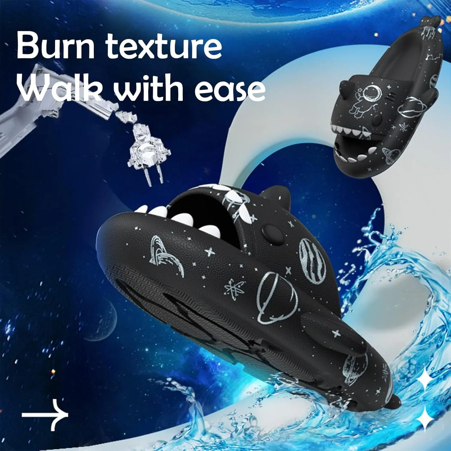 Pirates Patterns Cloud Shark Slippers Women, Anti-slip Bathroom Couple Shark Sandals, Soft Thick Sole Beach Slipper