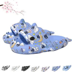 Pirates Patterns Cloud Shark Slippers Women, Anti-slip Bathroom Couple Shark Sandals, Soft Thick Sole Beach Slipper