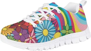POLERO Cute Kids Shoes American Flag Sneakers Lace-Up Flat Running Shoes Lightweight Walking Mesh Shoes
