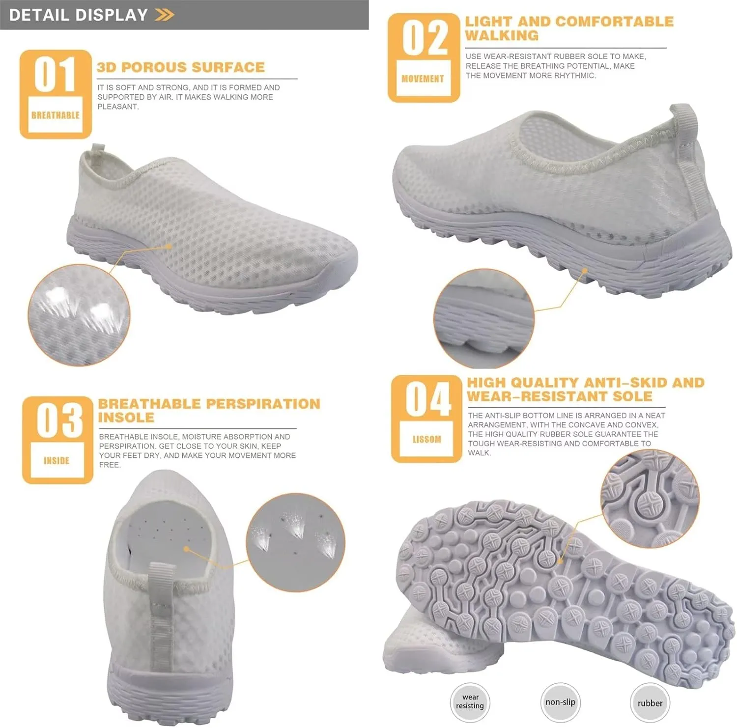 POLERO Water Shoes Fashion Shoes Lightweight Slip-On Shoes Flat Casual Walking Shoes for Women