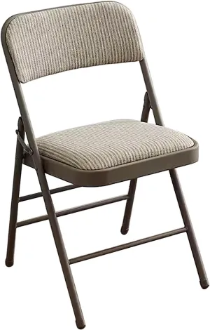 Portable Metal Fabric Padded Folding Chair for Home, Folding Office Chair, Outdoor, and Office Use with Contoured Backrest, Gray