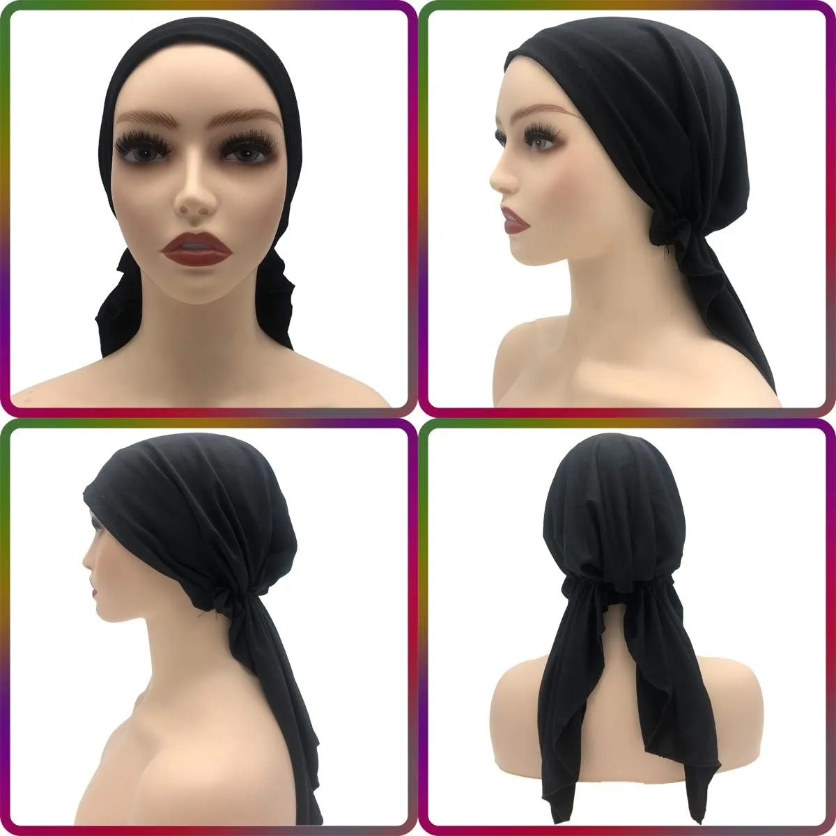 Pre Tied Head Covers Sets Chemo Beanies for Women Slip On Lightweight Chemo Bandana Turban