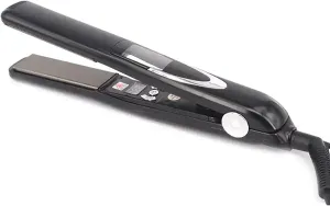 Protable Hair Straightener, 2 in 1 Hair Care Flat Iron with LED Display Screen and Vibrating Function, Adjustable Temperature Range and 30s Fast Heating, Auto Shut-Off and Easy to Use, for Home