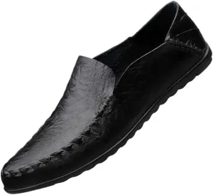PU Leather Loafer Shoes Mens Round Toe Flat Heel Lightweight Comfortable Prom Slip-on