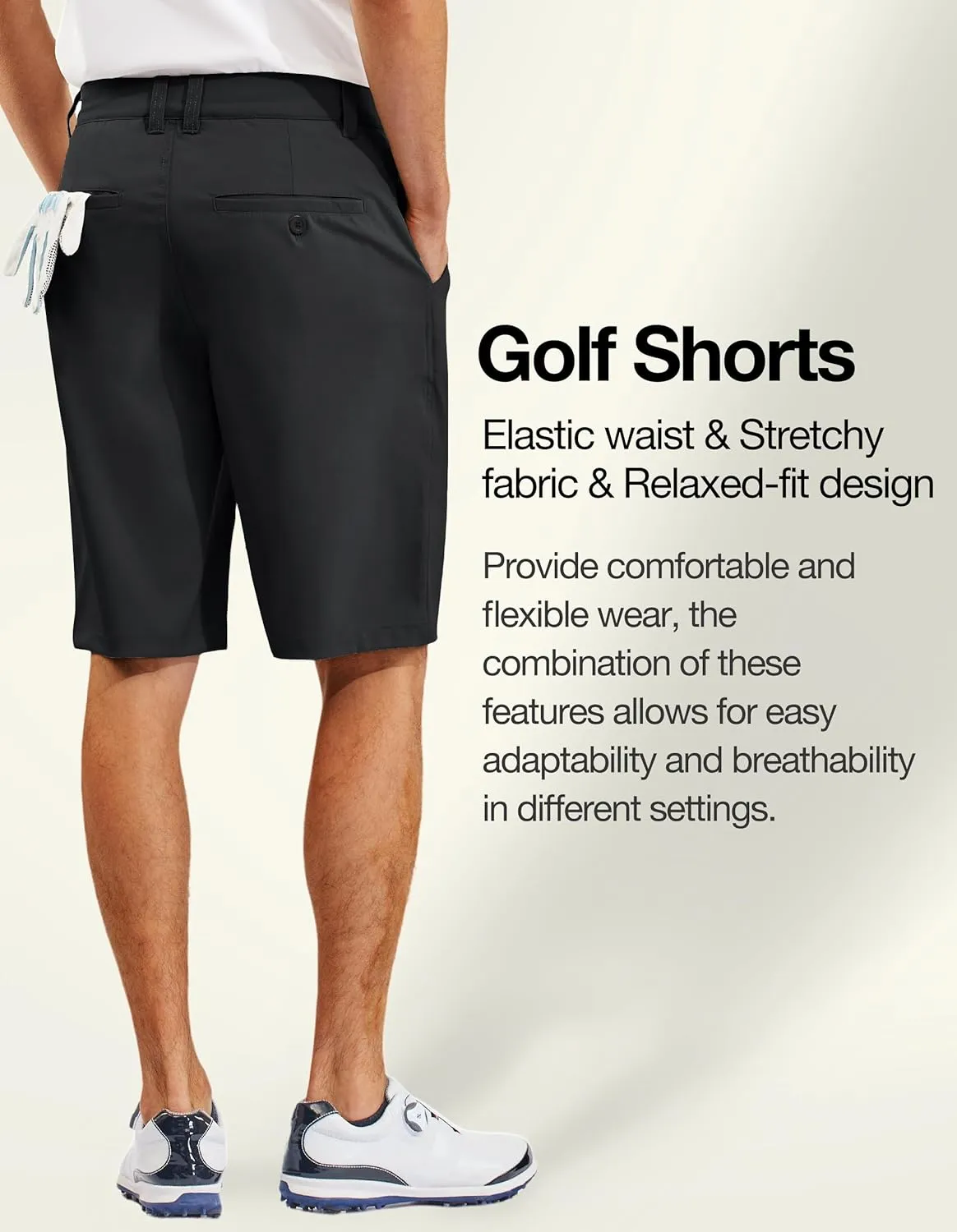 PULI Men's 10" Golf Shorts Dress Casual Summer Flat Front Lightweight Travel Short with Pockets
