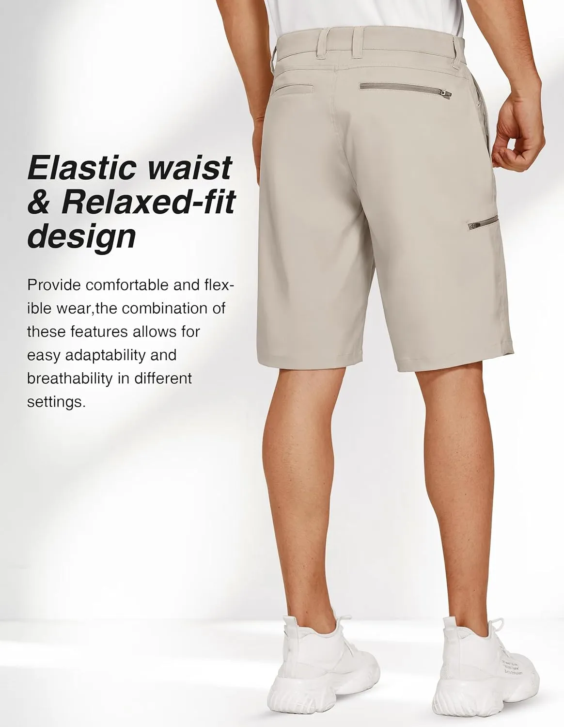 PULI Men's Golf Hybrid Dress Shorts Casual Summer Stretch Flat Front Lightweight Hiking Shorts Quick Dry with Pockets