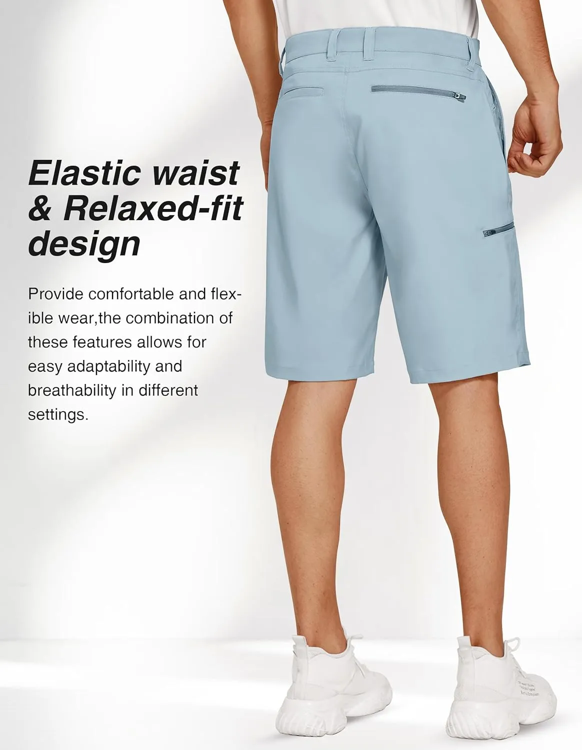 PULI Men's Golf Hybrid Dress Shorts Casual Summer Stretch Flat Front Lightweight Hiking Shorts Quick Dry with Pockets