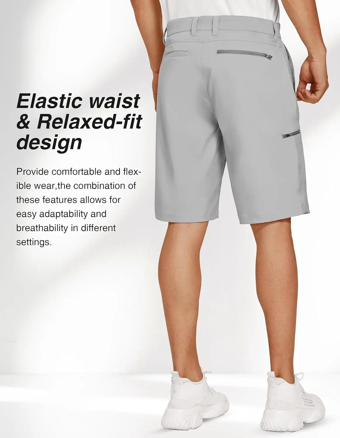 PULI Men's Golf Hybrid Dress Shorts Casual Summer Stretch Flat Front Lightweight Hiking Shorts Quick Dry with Pockets