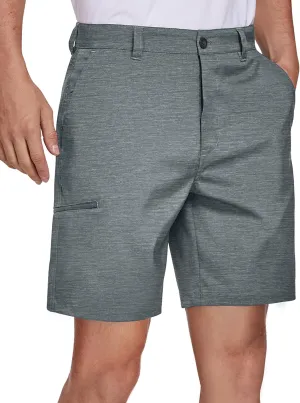 PULI Mens Golf Hybrid Shorts 7 Inch Dress Stretch Hiking Flat Front Quick Dry Lightweight Board Casual Shorts with Pockets