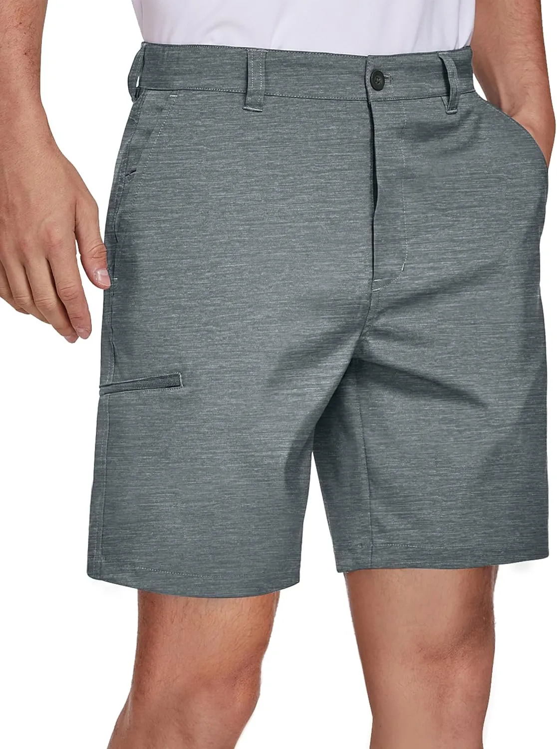 PULI Mens Golf Hybrid Shorts 7 Inch Dress Stretch Hiking Flat Front Quick Dry Lightweight Board Casual Shorts with Pockets
