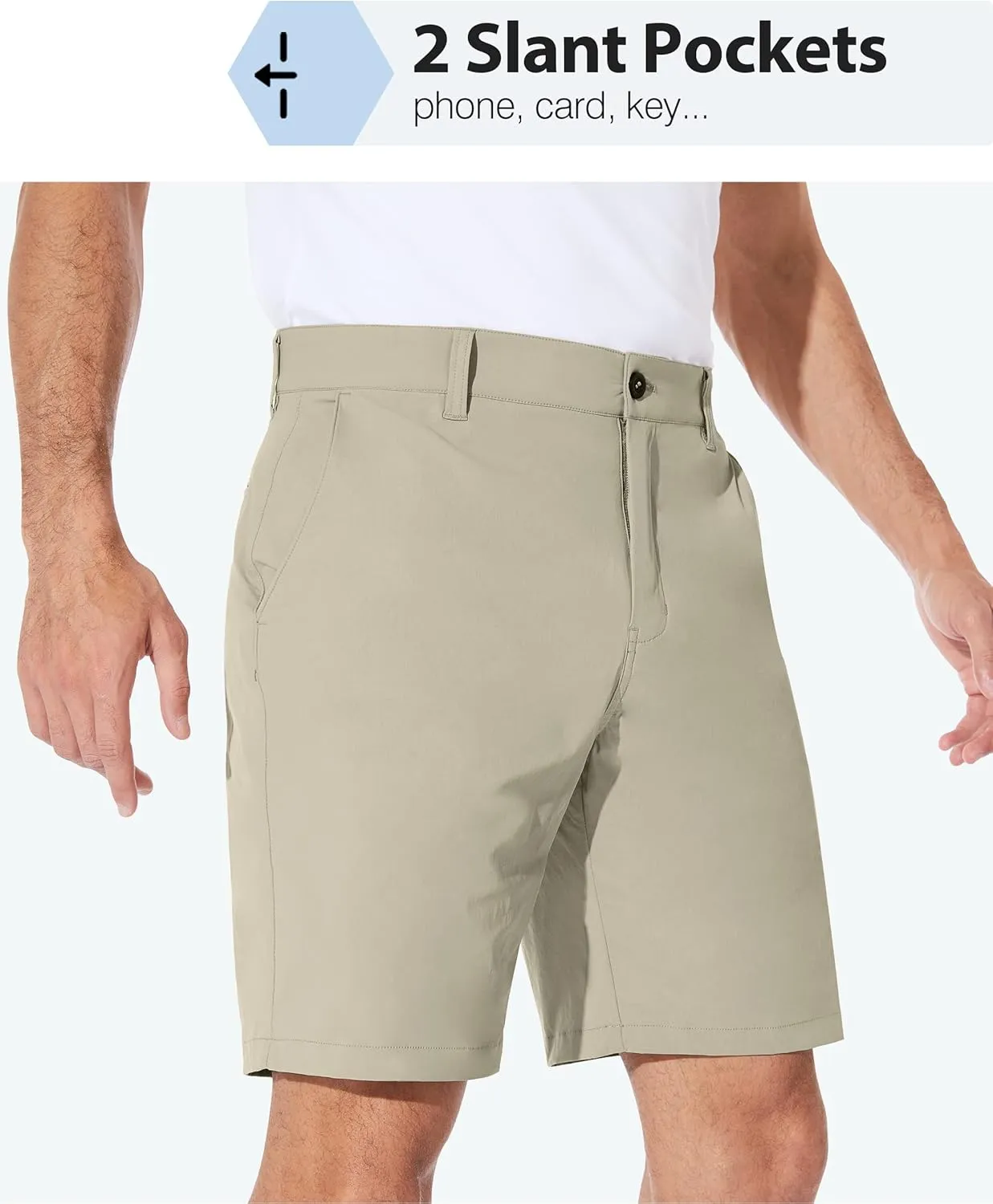PULI Men's Golf Shorts Dress Flat Front Hybrid 7 Inch Stretch Lightweight Quick Dry Chino Casual with Pockets