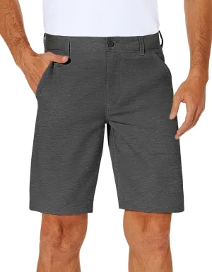 PULI Men's Stretch Golf Short Quick Dry Dress Casual Lightweight Flat Front 10" Summer Hybrid Shorts with Pockets