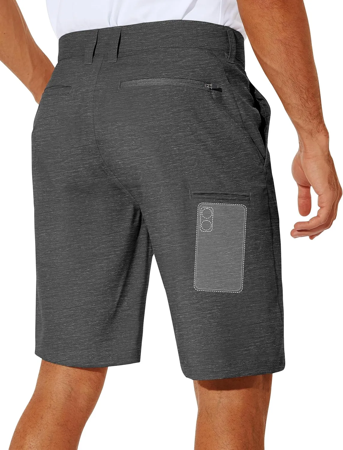 PULI Men's Stretch Golf Short Quick Dry Dress Casual Lightweight Flat Front 10" Summer Hybrid Shorts with Pockets
