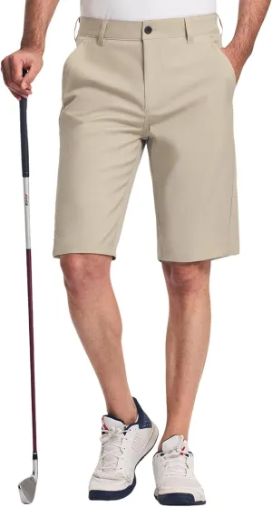 PULI Men's Stretch Golf Short Quick Dry Dress Casual Lightweight Flat Front 10" Summer Hybrid Shorts with Pockets