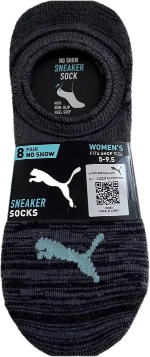 PUMA Women's 8 Pair No Show Sneaker Socks - 5-9.5