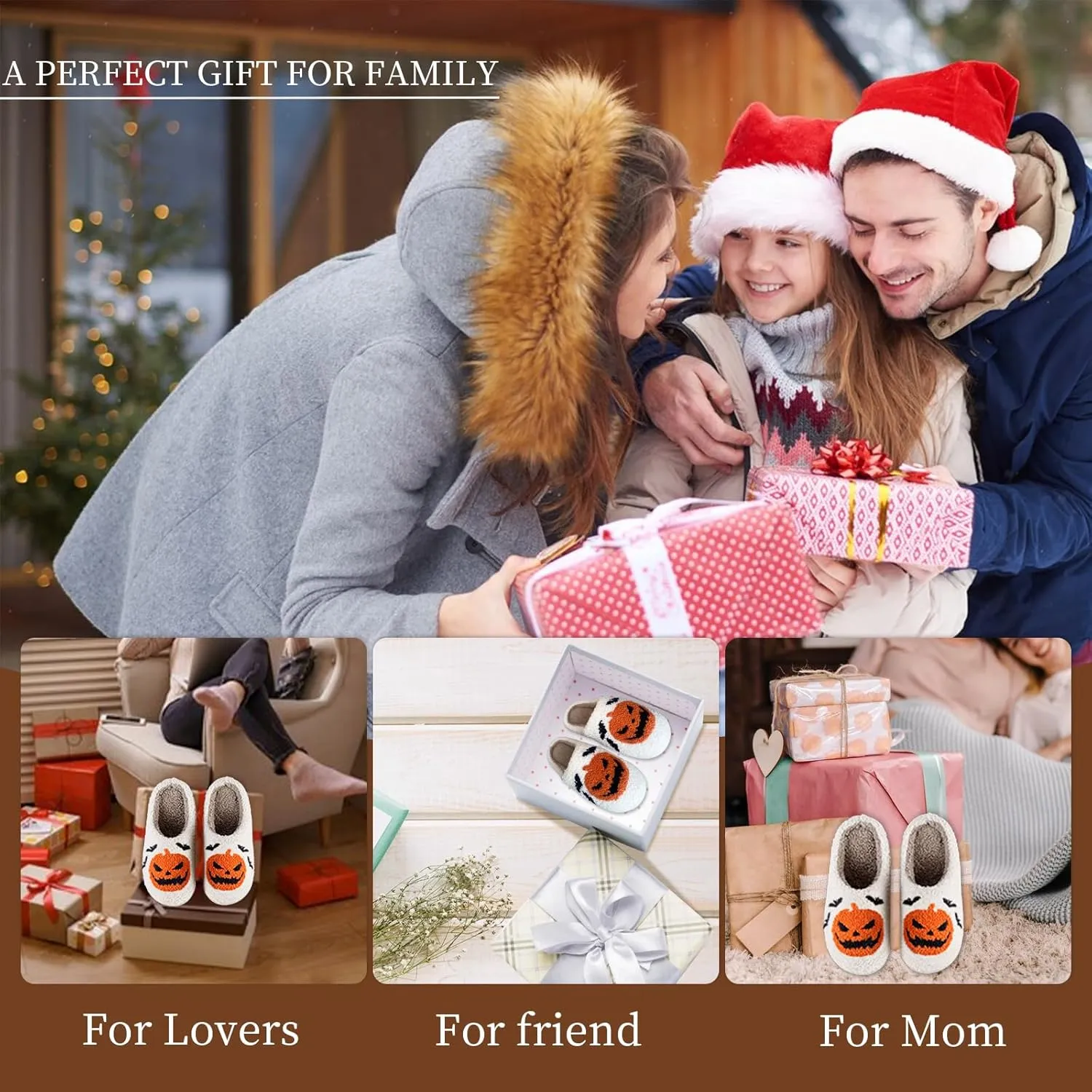 Pumpkin Halloween Slippers for Women Bat Fuzzy House Shoes Outdoor Indoor Warm Plush Memory Foam Men Bedroom Shoe