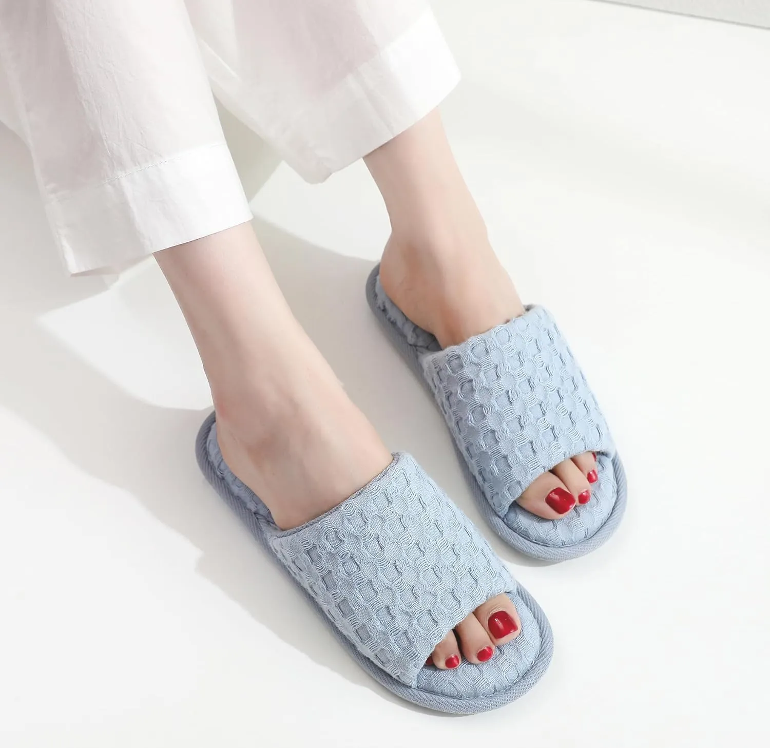 Pure Cotton Women’s Soft and Light Air-feeling Open-toe Indoor Slippers