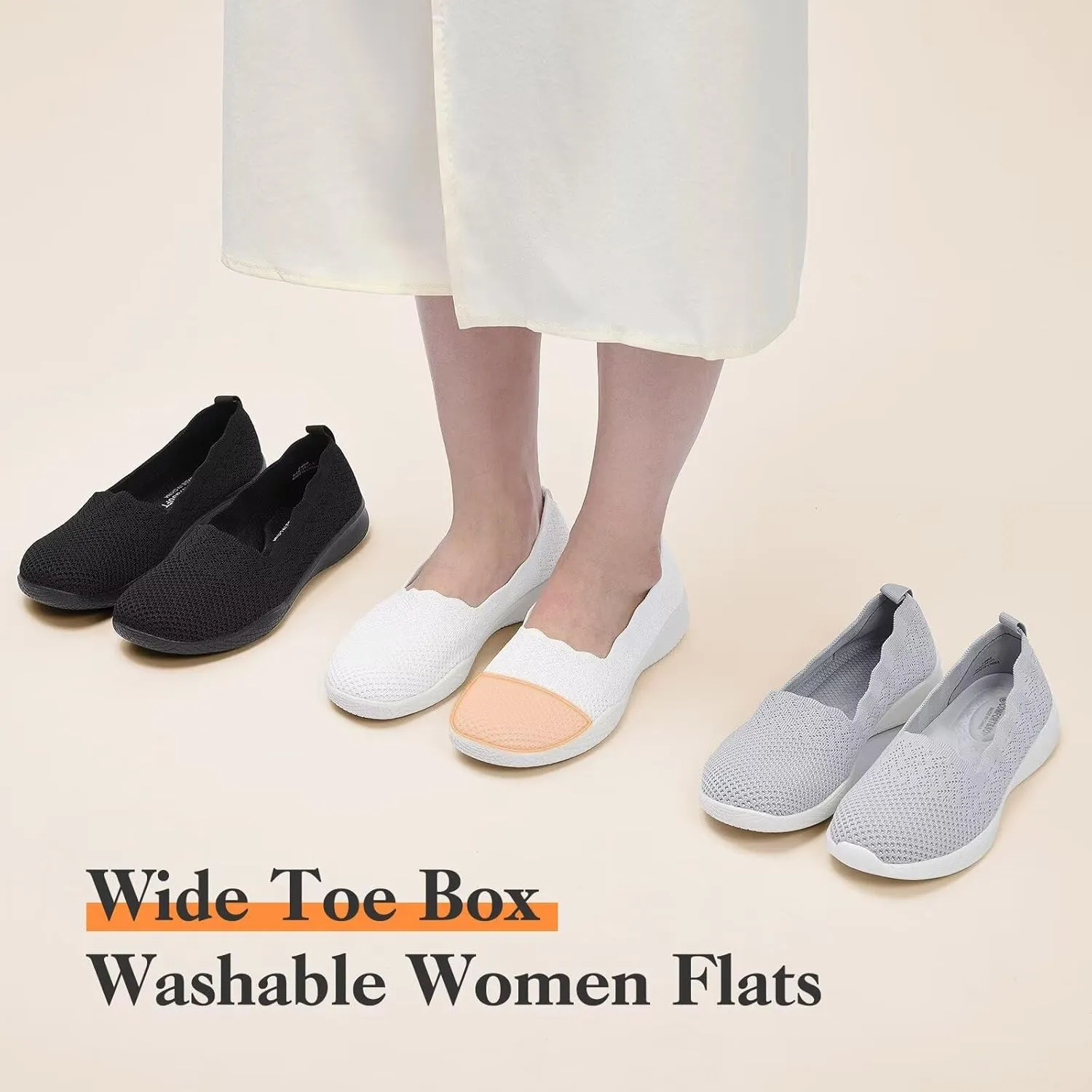 Puxowe Women's Casual Slip on Walking Shoes-Lightweight Knit Loafer
