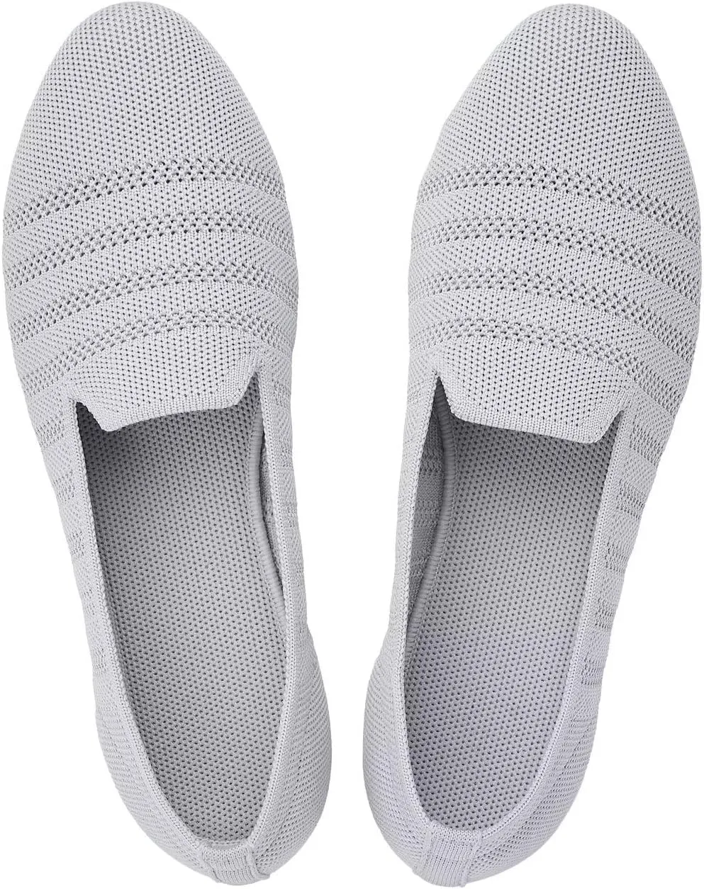 Puxowe Women's Knit Ballet Flats Slip-On Shoes with Low Wedge Sole - Comfortable Round Toe Shoes for Walking, Dress & Casual Outfits