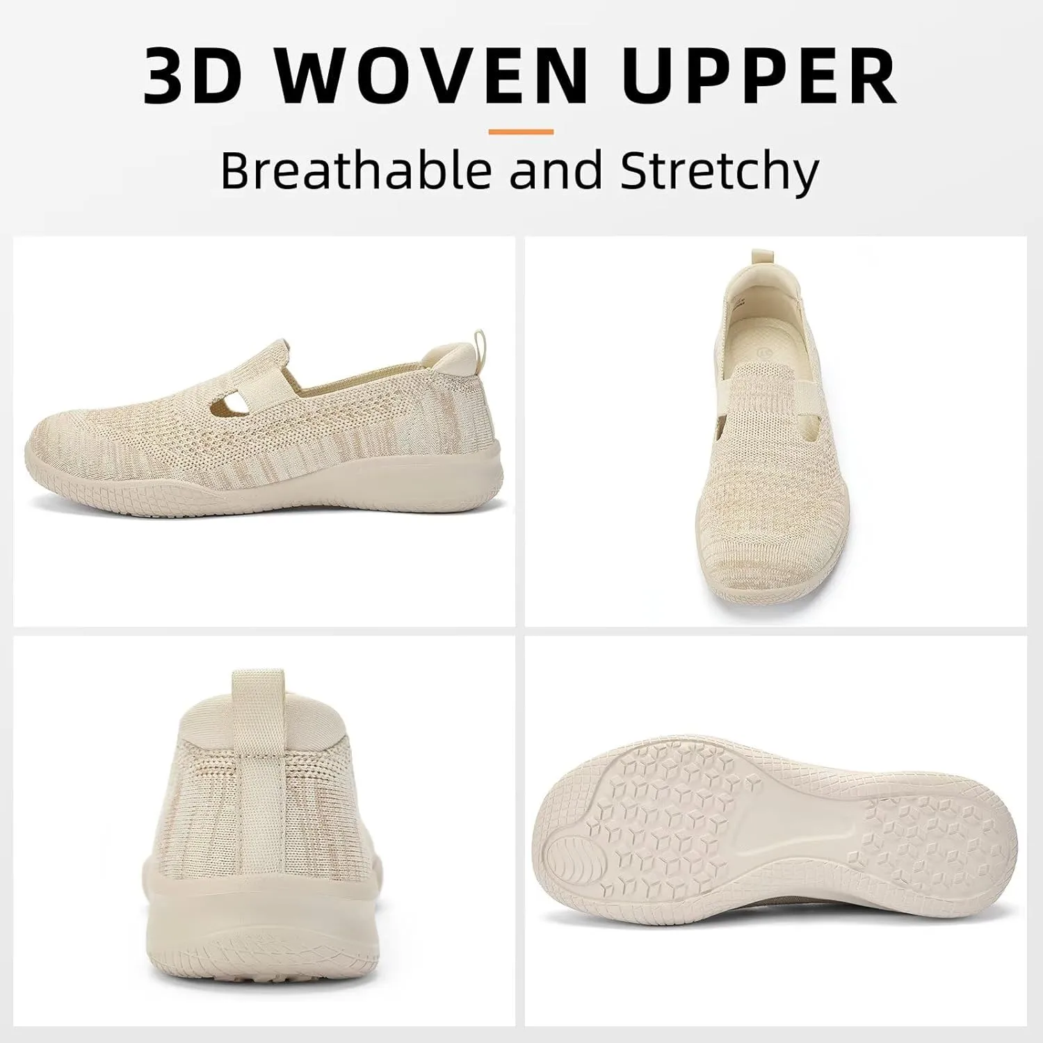 Puxowe Women's Slip on Walking Shoes-Lightweight Knit Loafer Sneaker