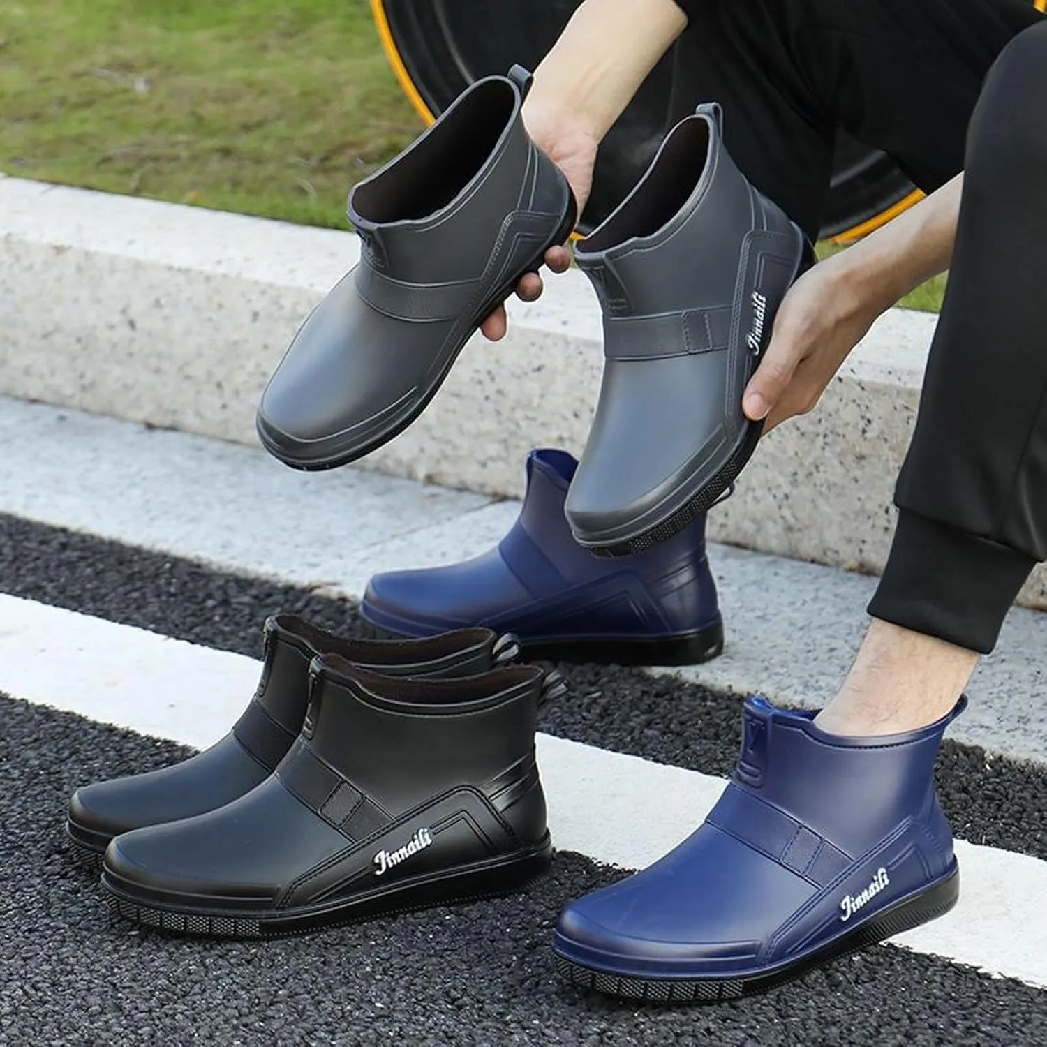 PVC Water Shoes Men's Dining Car Washing Low Top Slip Work Shoes Kitchen Shoes Work Boots Women Men Shoes Men Shoes