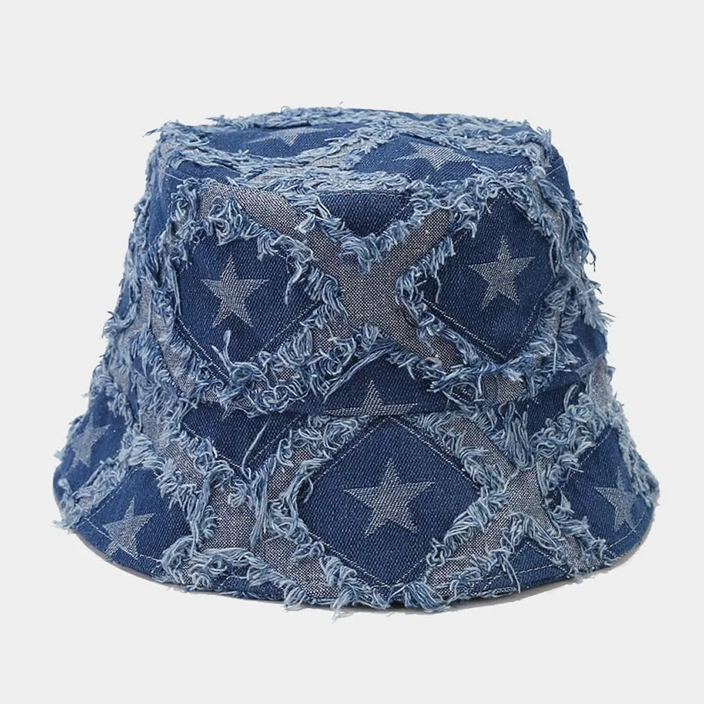 Quanhaigou Frayed Unisex Sun Hats, Fashion Beach Bucket Hat for Men Women,Summer Outdoor Boy's Girls Boonie Cap
