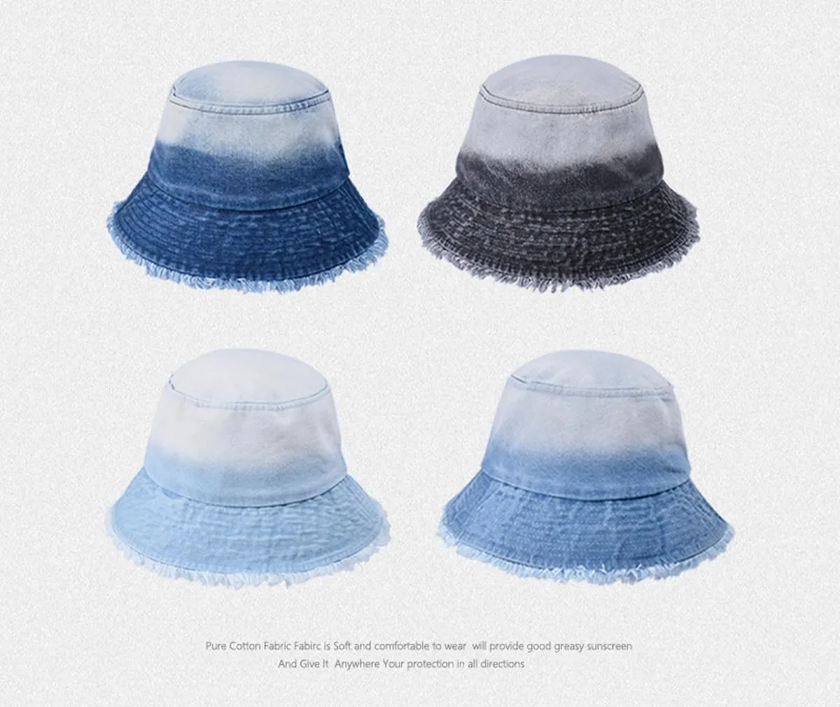 Quanhaigou Frayed Unisex Sun Hats, Fashion Beach Bucket Hat for Men Women,Summer Outdoor Boy's Girls Boonie Cap
