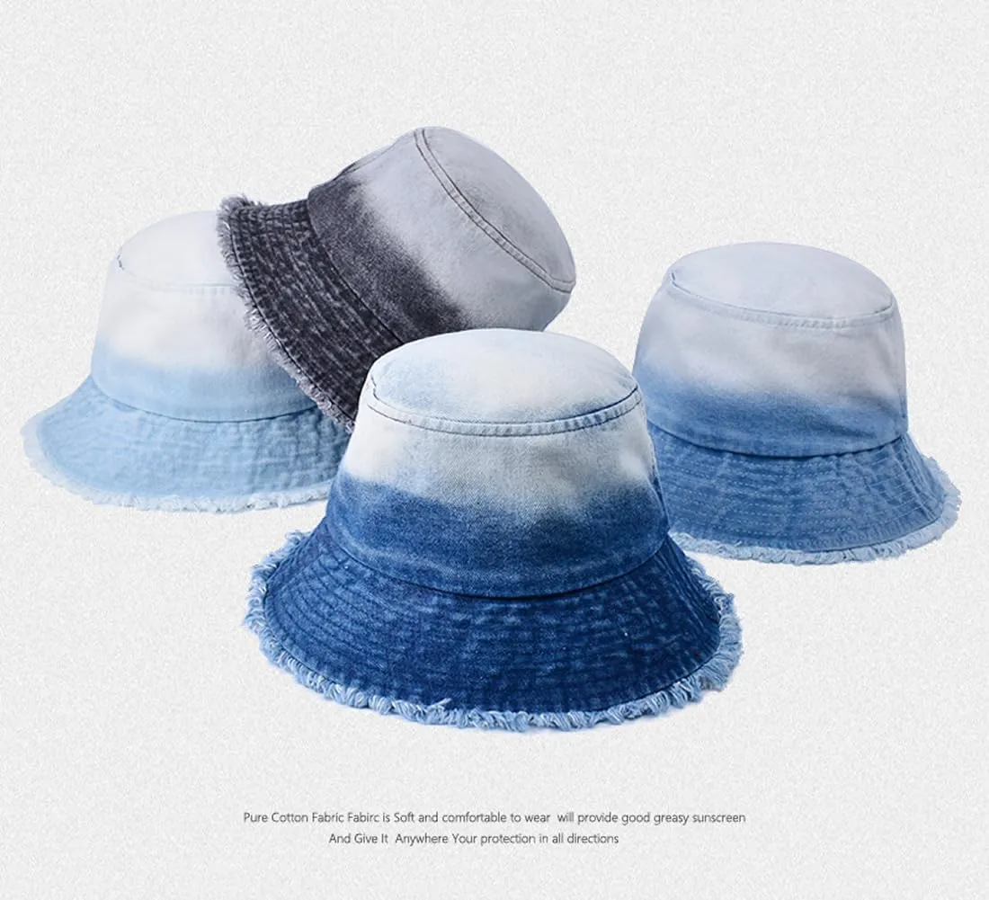 Quanhaigou Frayed Unisex Sun Hats, Fashion Beach Bucket Hat for Men Women,Summer Outdoor Boy's Girls Boonie Cap