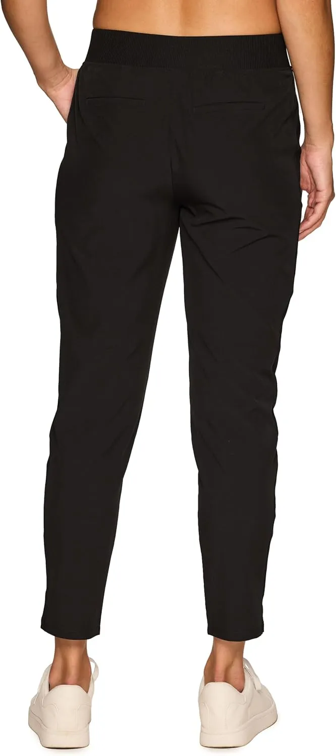 RBX Women's Ankle Pant, Quick Drying Lightweight Stretch Woven Flat-Front Straight Leg Pants