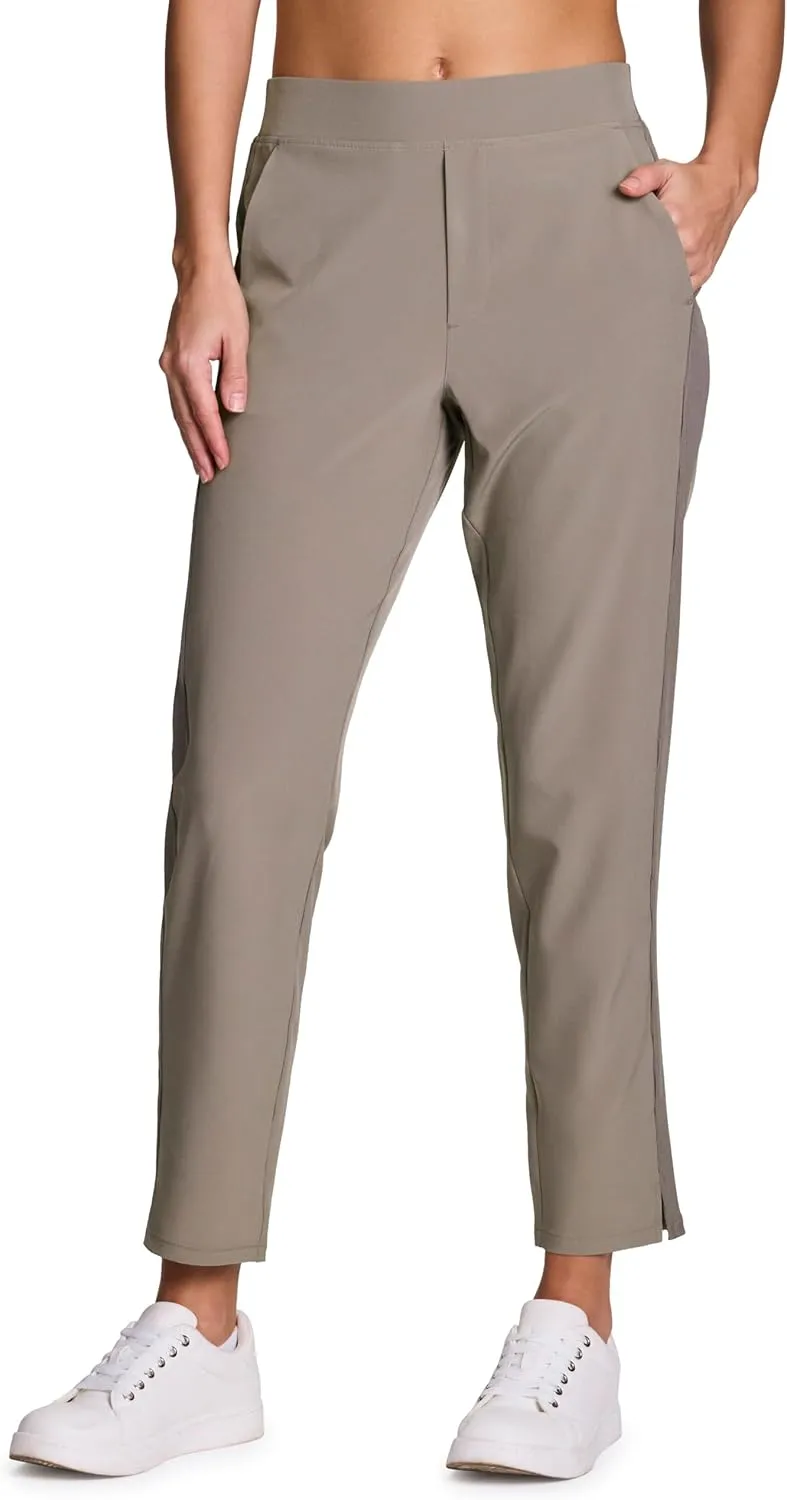 RBX Women's Ankle Pant, Quick Drying Lightweight Stretch Woven Flat-Front Straight Leg Pants